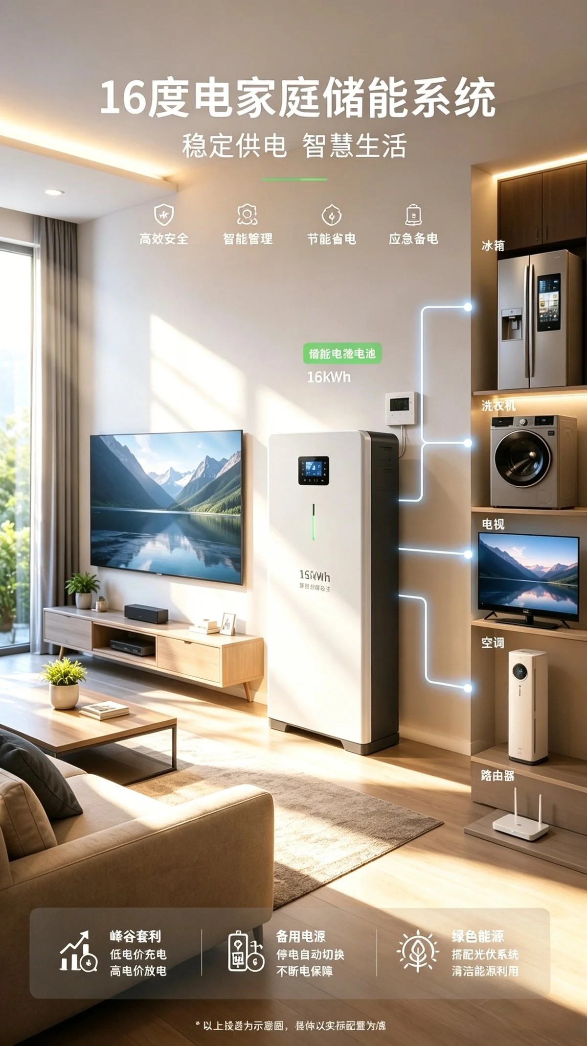 Home energy storage system powering a family house
